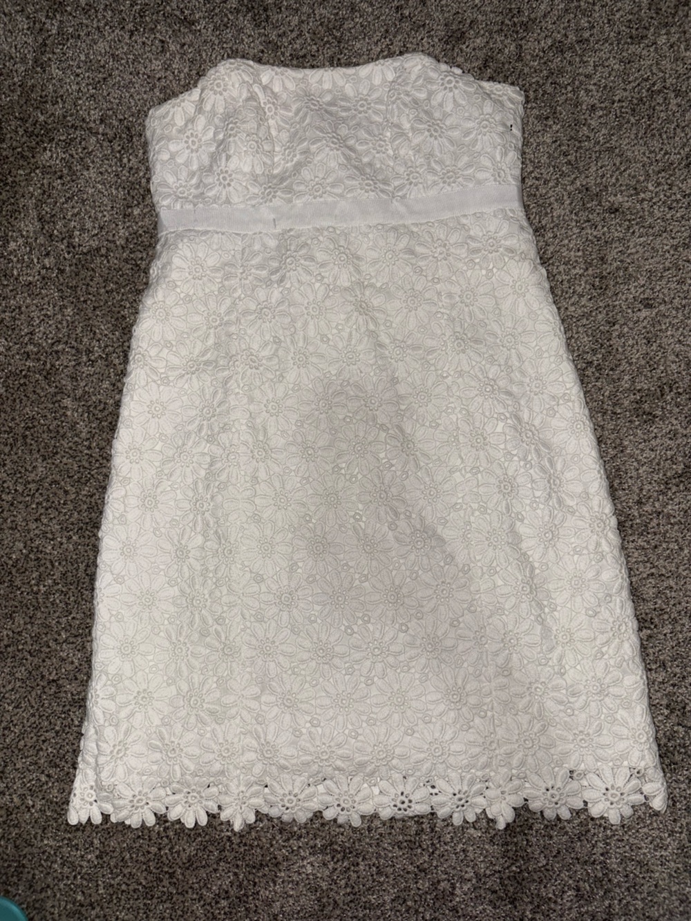 Lilly Pulitzer White Strapless Floral Lace Midi Dress